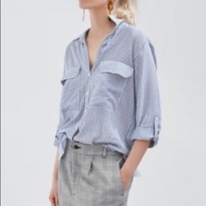 Zara blue striped blouse
